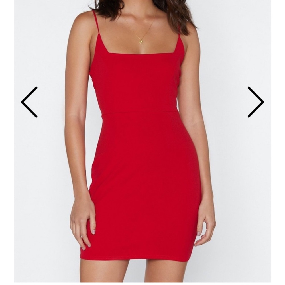 Nasty Gal Red Spaghetti Strap Bodycon Dress
